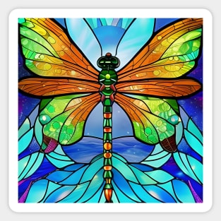 Orange Stained Glass Dragonfly Sticker